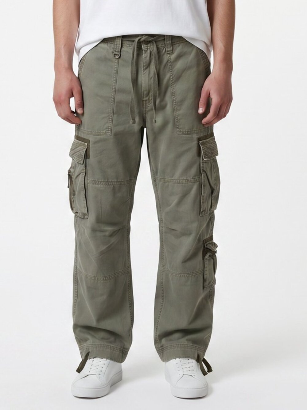 Vintage Abercrombie & Fitch Paratrooper Cargo Pants Olive Green Baggy Mens 32x32